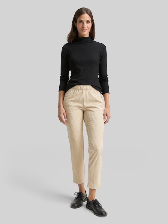 Loose slim corduroy trousers - sand stone beige