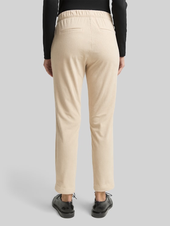 Loose slim corduroy trousers - sand stone beige