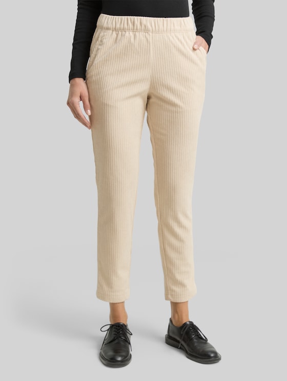 Loose slim corduroy trousers - sand stone beige