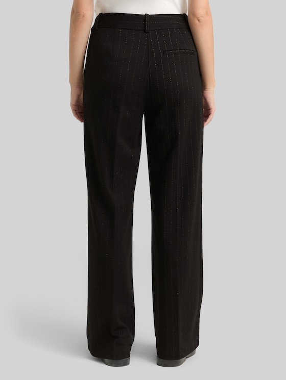 TTLEA WIDE trousers with glitter effect - pinstripe with lurex