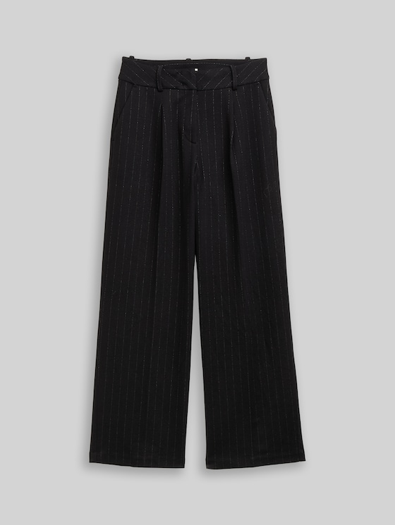 TTLEA WIDE trousers with glitter effect - pinstripe with lurex