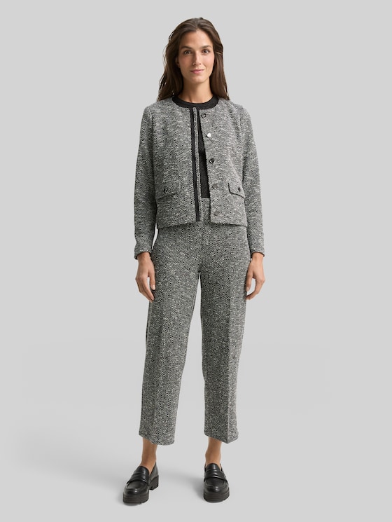 TTLEA Straight Bouclé Trousers - salt pepper boucle structure