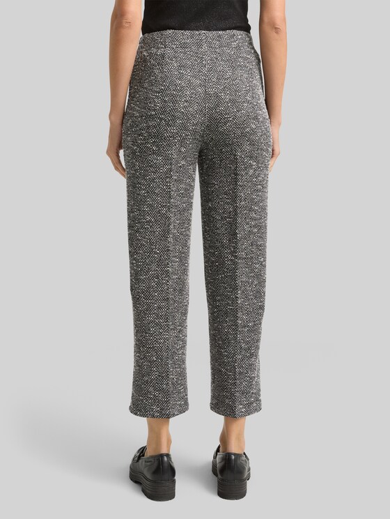 TTLEA Straight Bouclé Trousers - salt pepper boucle structure