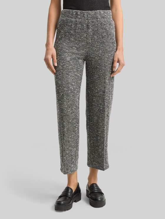 TTLEA Straight Bouclé Trousers - salt pepper boucle structure