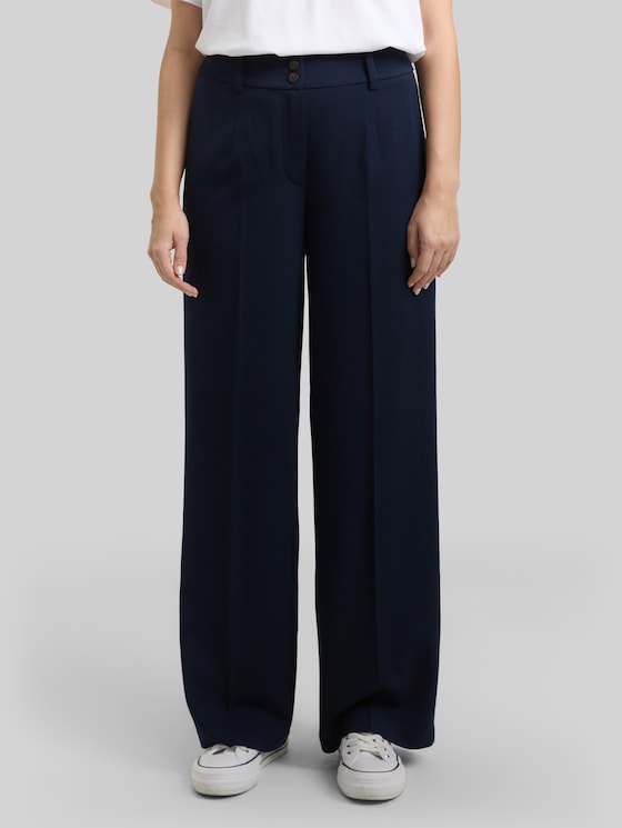 TTLEA WIDE Trousers with crease - sky captain blue