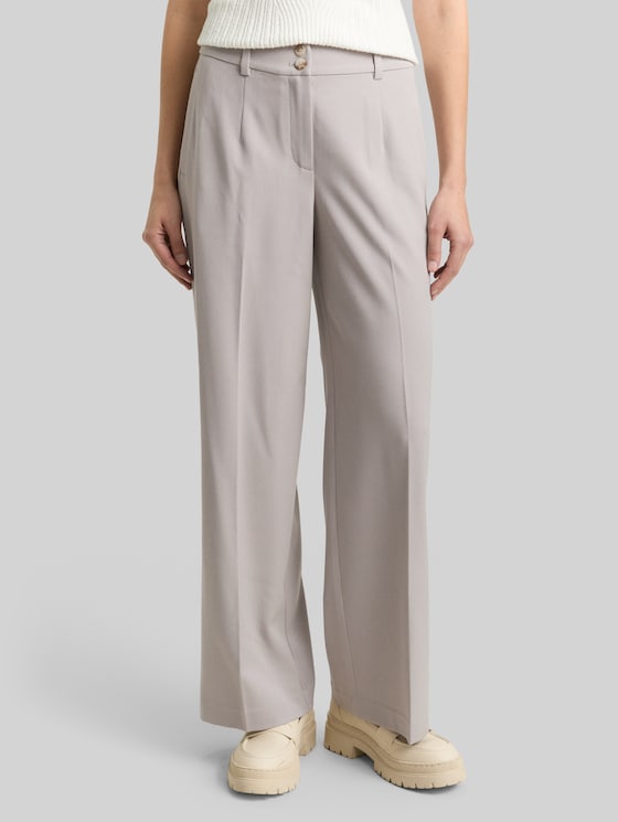 TTLEA WIDE Trousers with crease - dark clouds grey