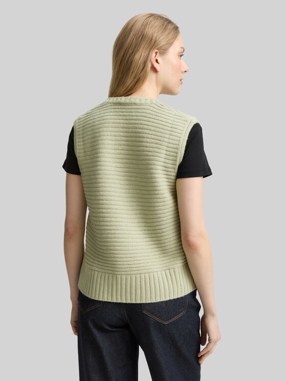 Jumper with ribbed texture - pure sage melange