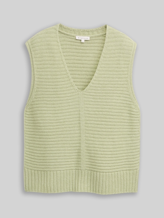 Jumper with ribbed texture - pure sage melange
