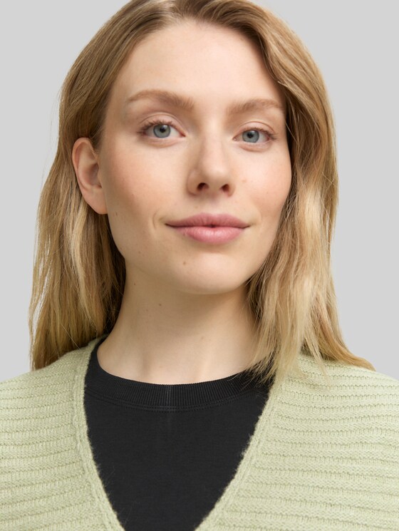 Jumper with ribbed texture - pure sage melange