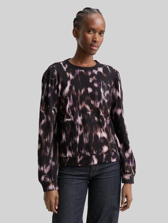 Sweatshirt with pattern - black brown abstract print