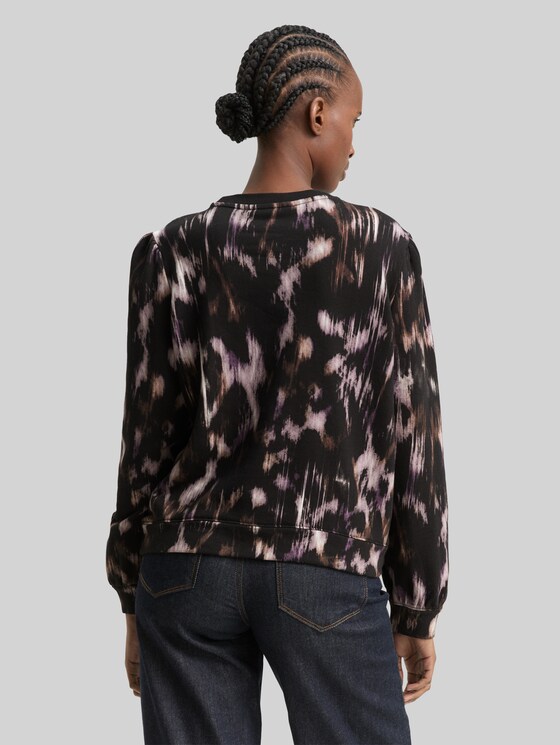 Sweatshirt with pattern - black brown abstract print