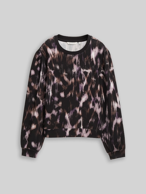 Sweatshirt with pattern - black brown abstract print