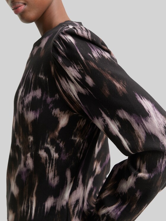 Sweatshirt with pattern - black brown abstract print