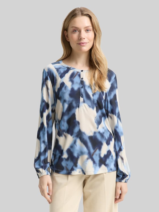 Patterned blouse-style top - blue blurry argyle