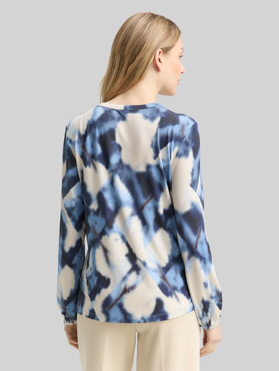 Patterned blouse-style top - blue blurry argyle