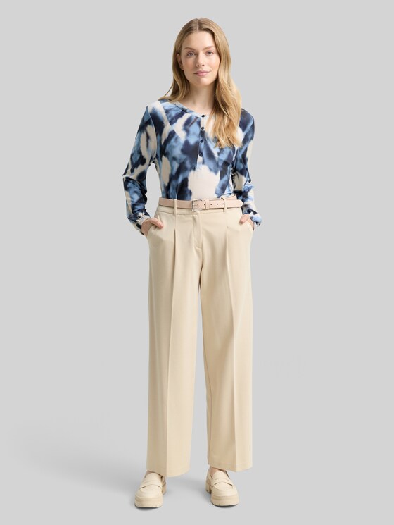 Patterned blouse-style top - blue blurry argyle