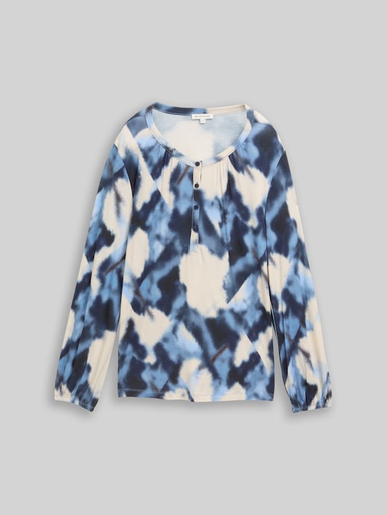 Patterned blouse-style top - blue blurry argyle