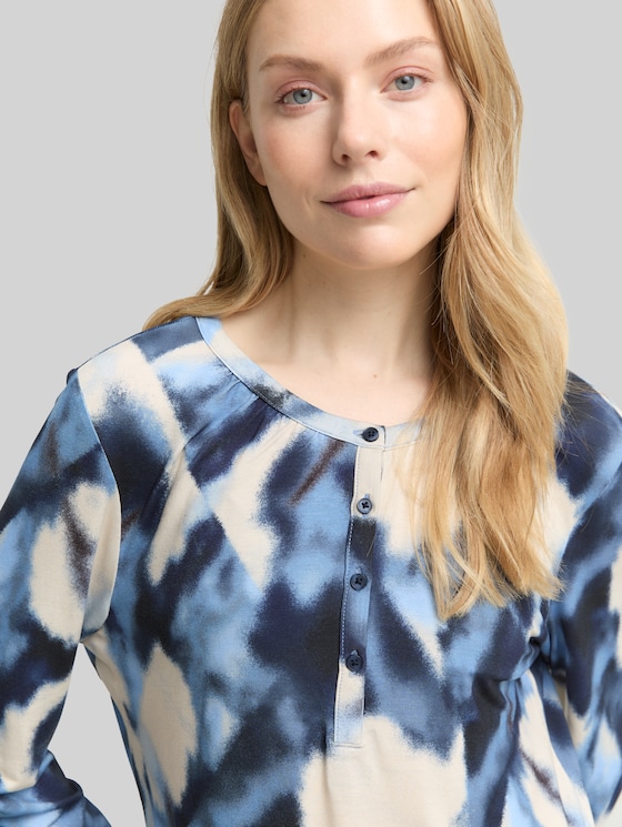 Patterned blouse-style top - blue blurry argyle