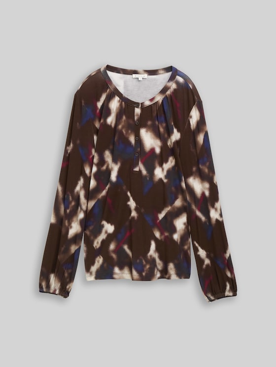 Patterned blouse-style top - brown blurry argyle
