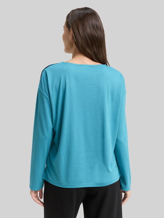 Loose fit long-sleeved shirt with leopard print - petrol black big leo print