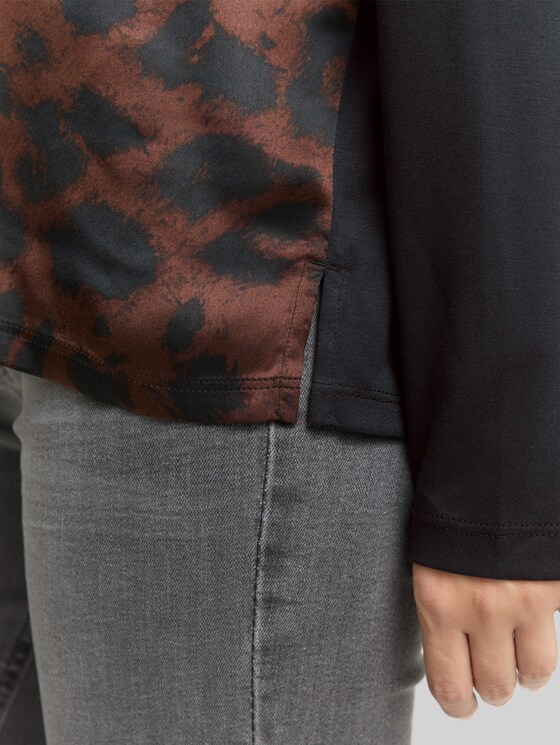 Loose fit long-sleeved shirt with leopard print - brown black big leo print