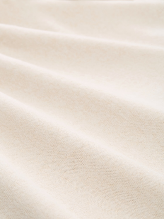Cosy long-sleeved shirt with polo collar - sand stone beige melange