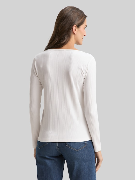 Slim-fit long-sleeved Henley - Whisper White