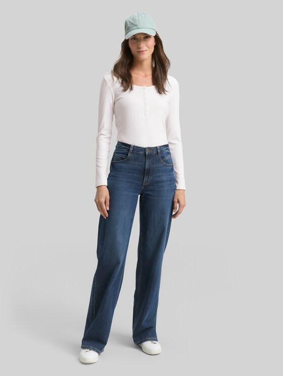 Slim-fit long-sleeved Henley - Whisper White