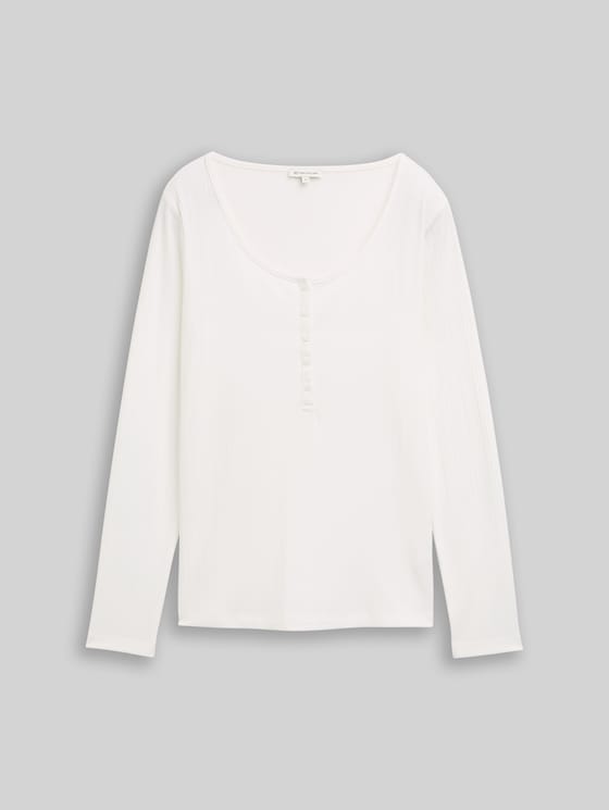 Slim-fit long-sleeved Henley - Whisper White