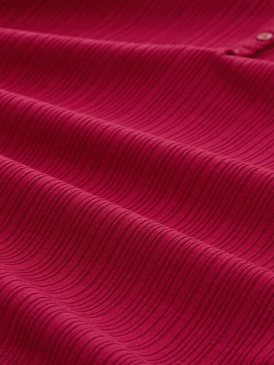 Slim-fit long-sleeved Henley - Rumba Red