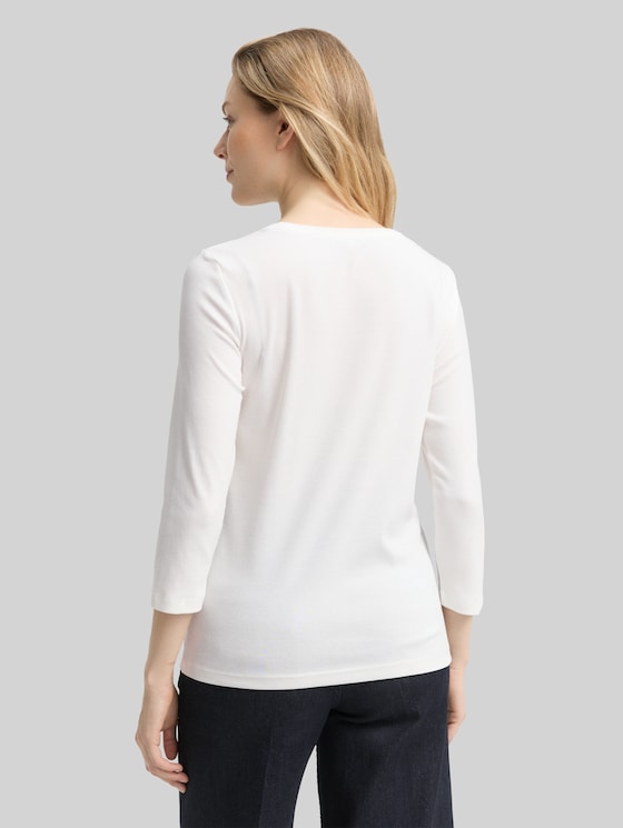Slim fit long-sleeved shirt with glitter logo - Whisper White