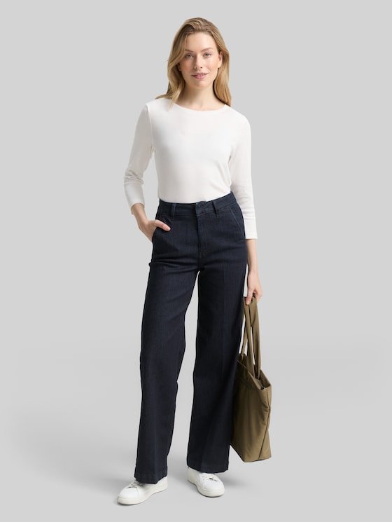 Slim fit long-sleeved shirt with glitter logo - Whisper White
