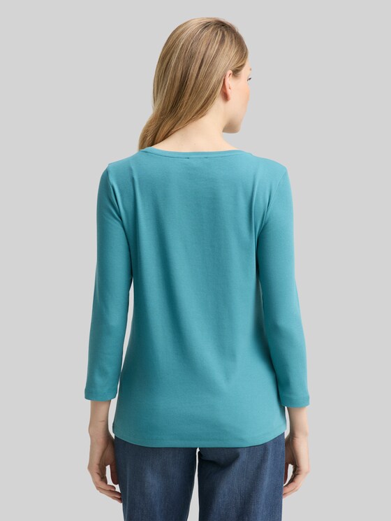 Slim fit long-sleeved shirt with glitter logo - tropical teal