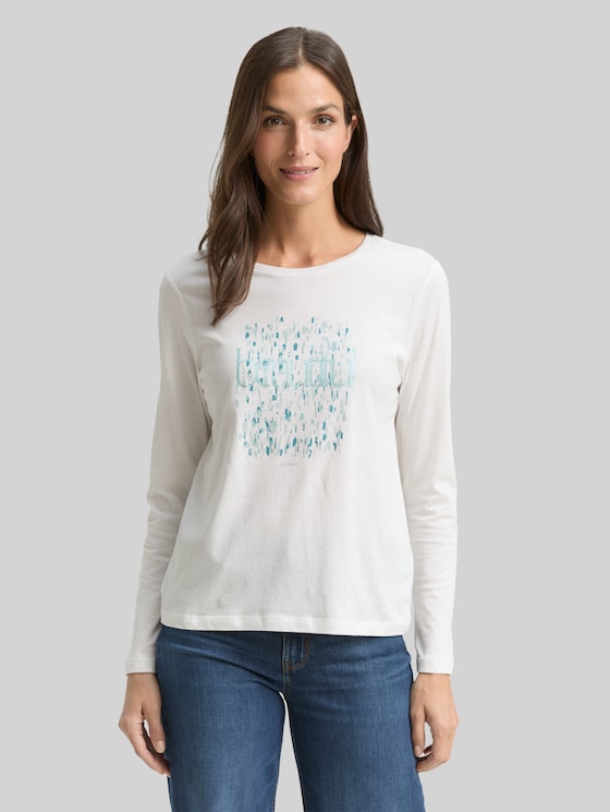 Long-sleeved shirt with a print - Whisper White