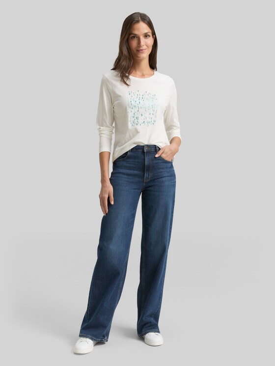 Long-sleeved shirt with a print - Whisper White