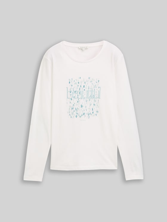 Long-sleeved shirt with a print - Whisper White