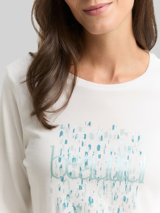 Long-sleeved shirt with a print - Whisper White