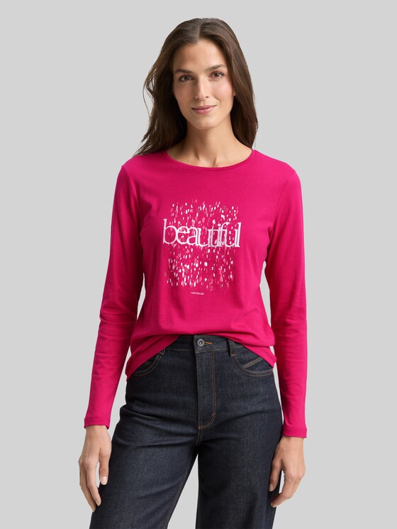 Long-sleeved shirt with a print - cherry granita