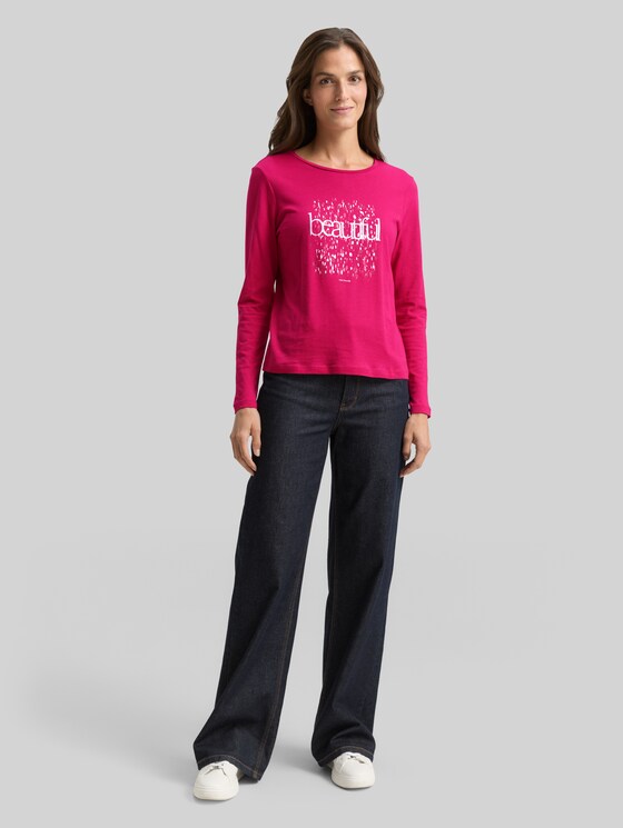 Long-sleeved shirt with a print - cherry granita