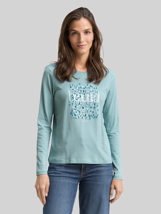 Long-sleeved shirt with a print - white moss