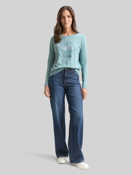 Long-sleeved shirt with a print - white moss
