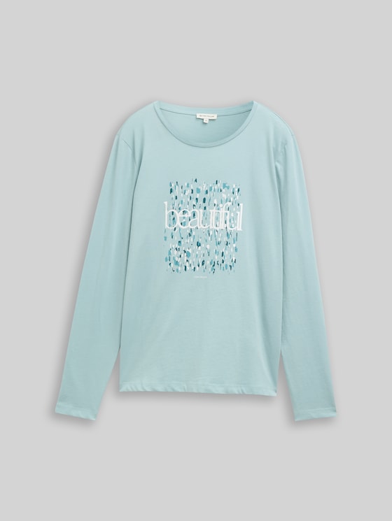 Long-sleeved shirt with a print - white moss