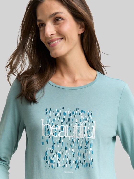 Long-sleeved shirt with a print - white moss