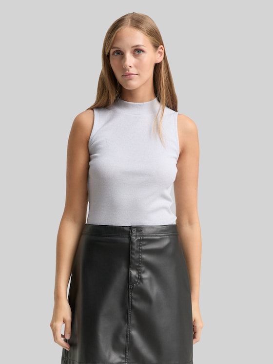 Slim fit top with glitter effect - white glitter