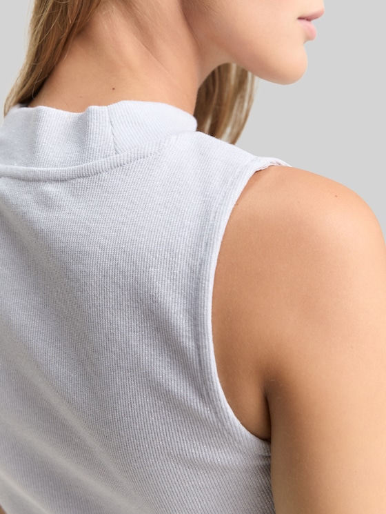 Slim fit top with glitter effect - white glitter