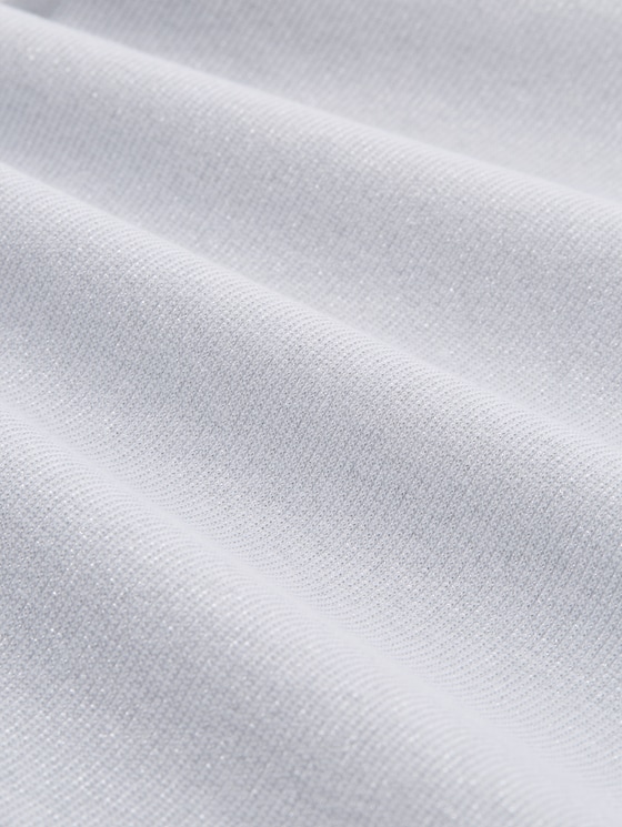 Slim-fit long-sleeved top with glitter effect - white glitter