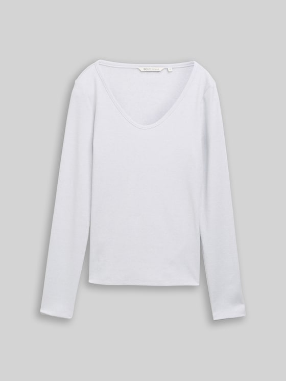 Slim-fit long-sleeved top with glitter effect - white glitter