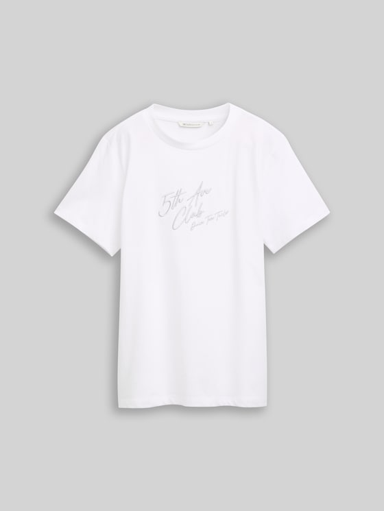 Loose fit T-shirt with glitter embroidery - White
