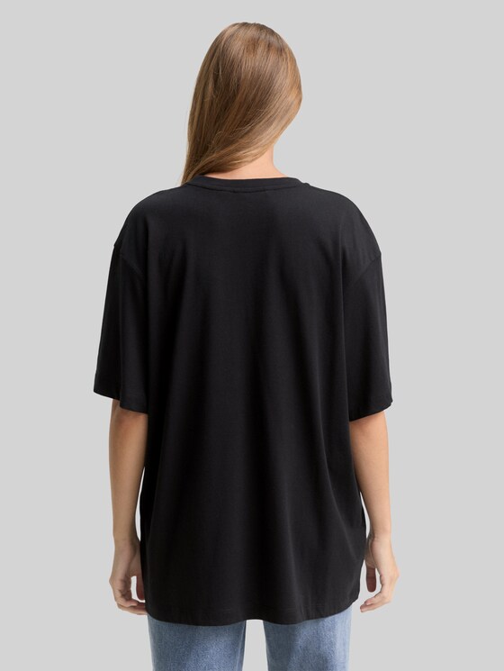 Oversized T-shirt with rhinestones - deep black