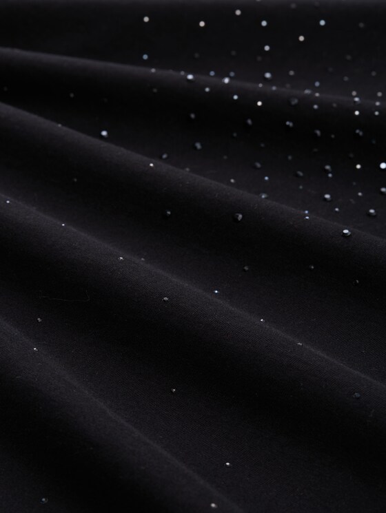 Oversized T-shirt with rhinestones - deep black